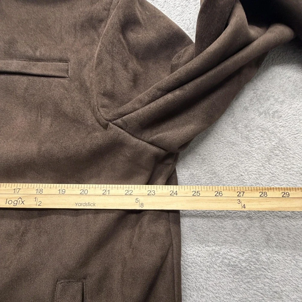 Claiborne Jacket Mens XL Brown Faux Suede Fleece Lined Full Zip Bomber‎ Winter